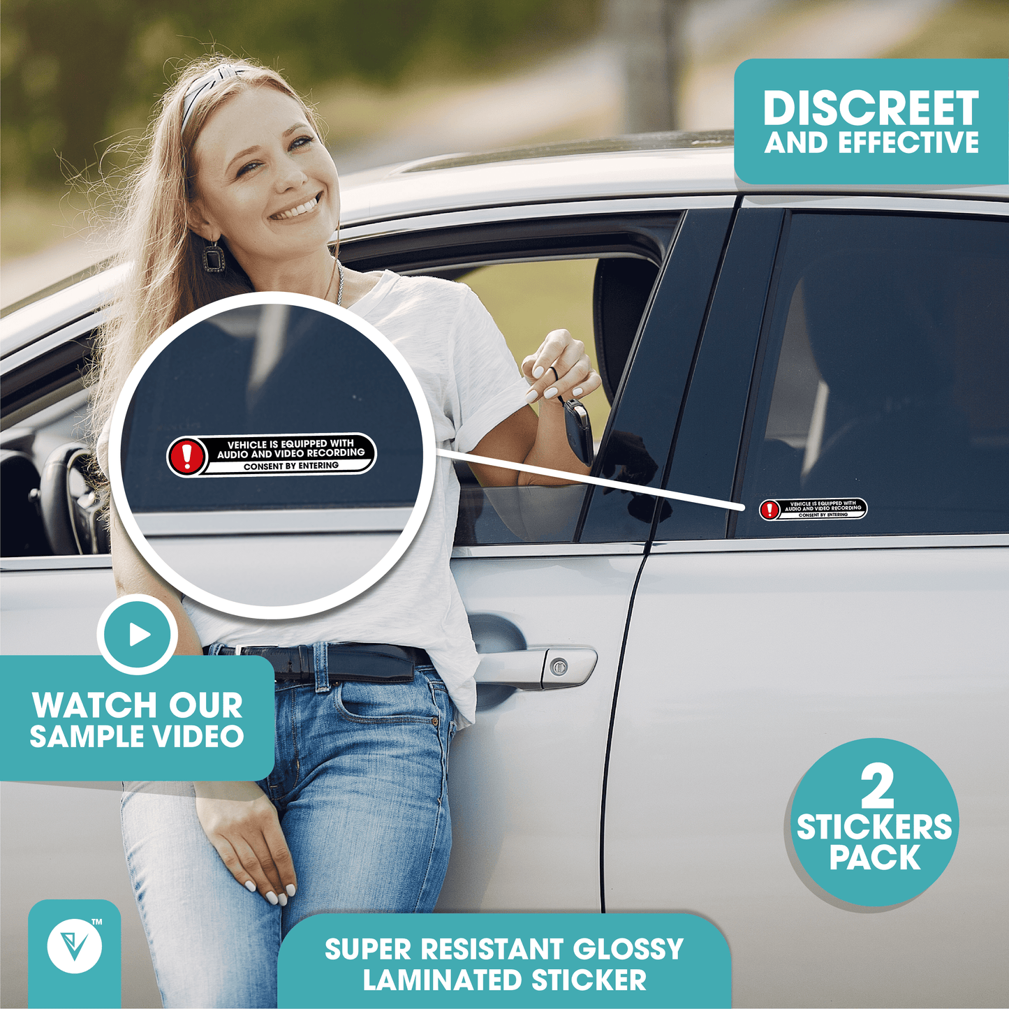 Vehicle is Equipped with Audio and Video Recording Stickers