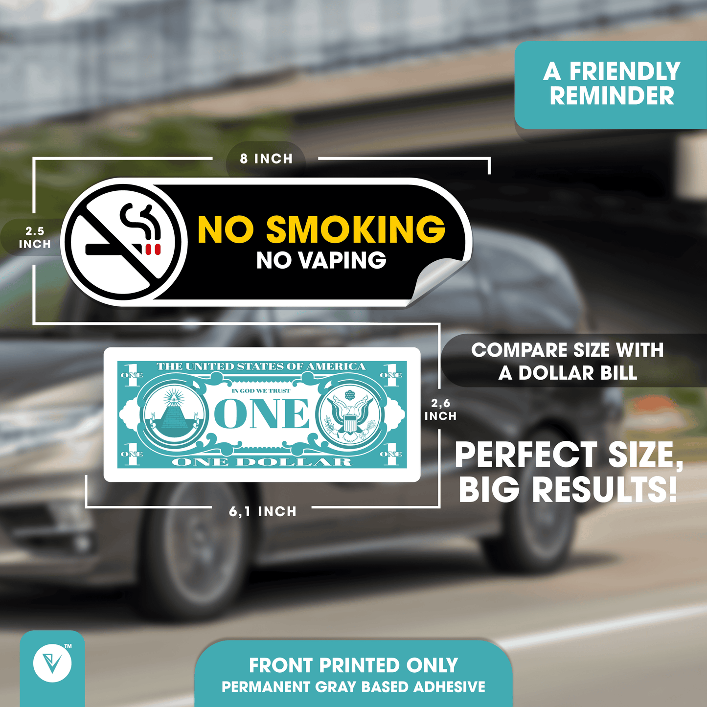 No Smoking No Vaping Stickers for Vehicles