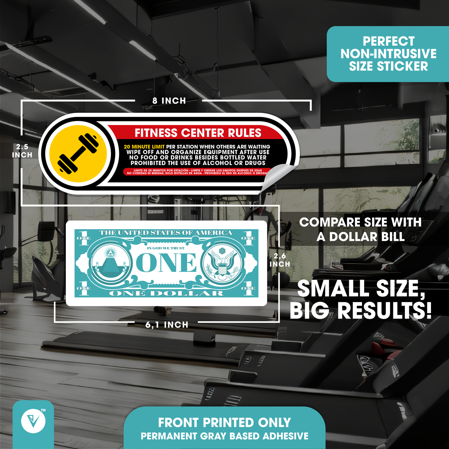 Bilingual Fitness Center Rules Small Sticker