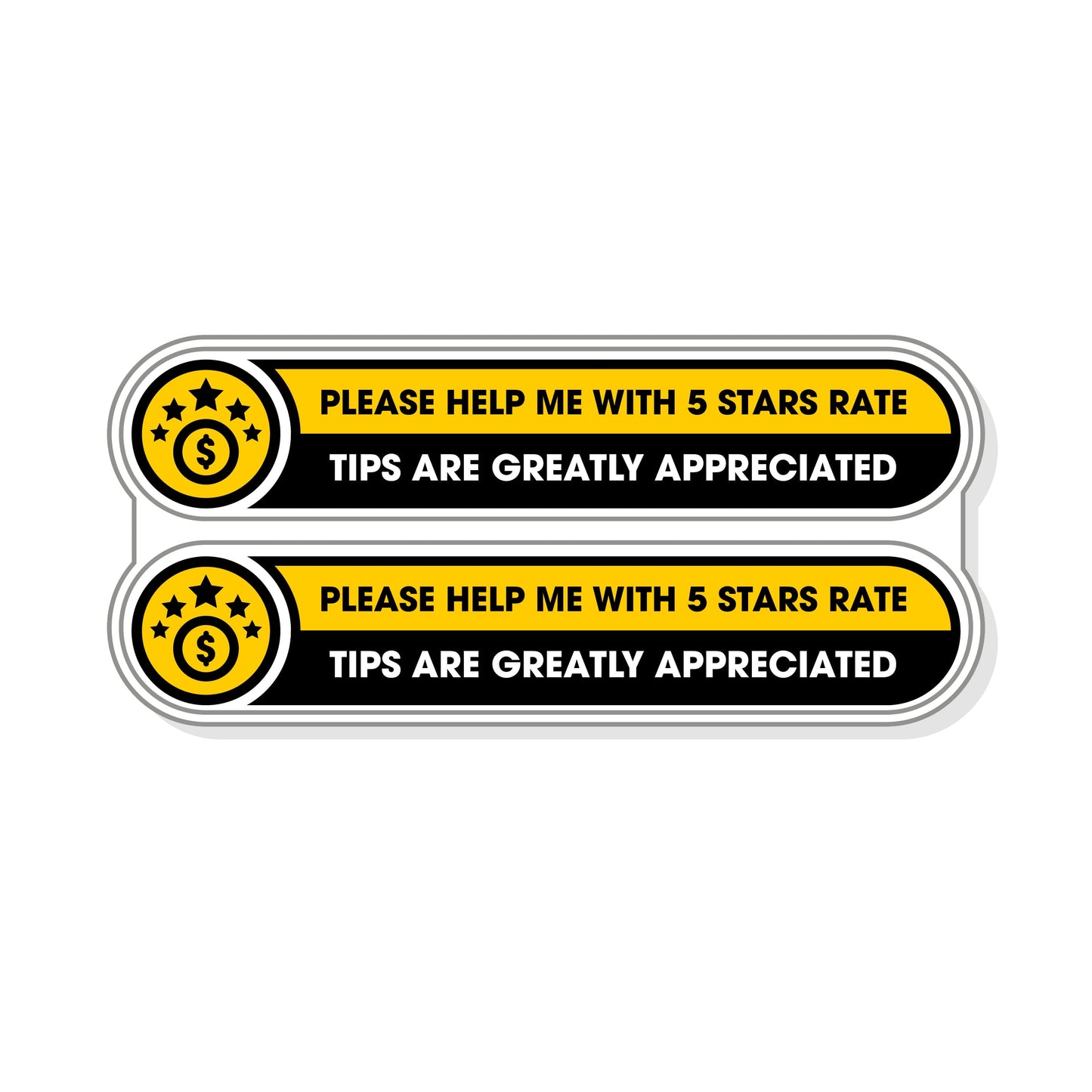 Tips are Greatly Appreciated, Please Rate 5 Stars Stickers for Taxi Drivers